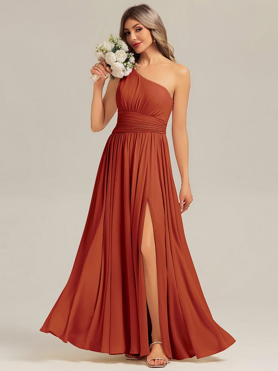 BRIELLE|Thigh-High Slit Chiffon Sleeveless Bridesmaid Dress