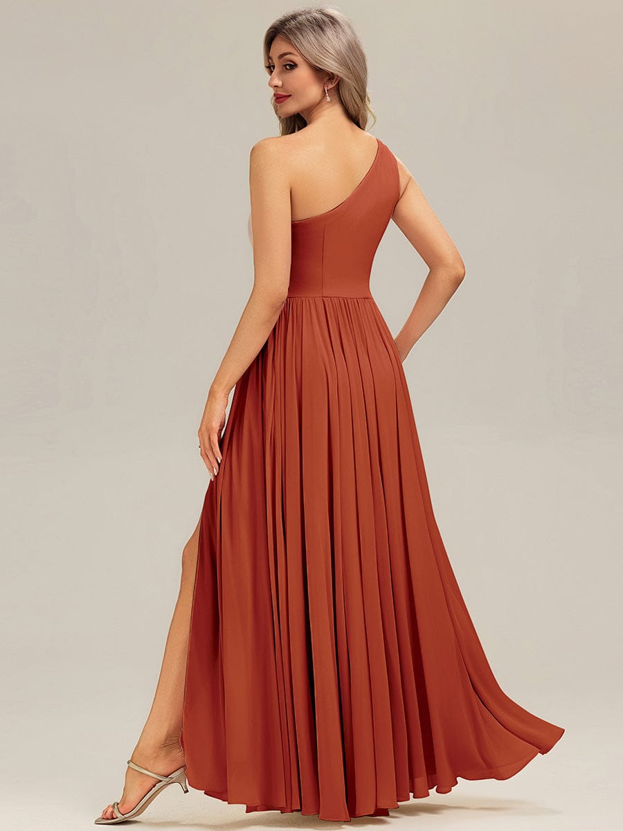 BRIELLE|Thigh-High Slit Chiffon Sleeveless Bridesmaid Dress