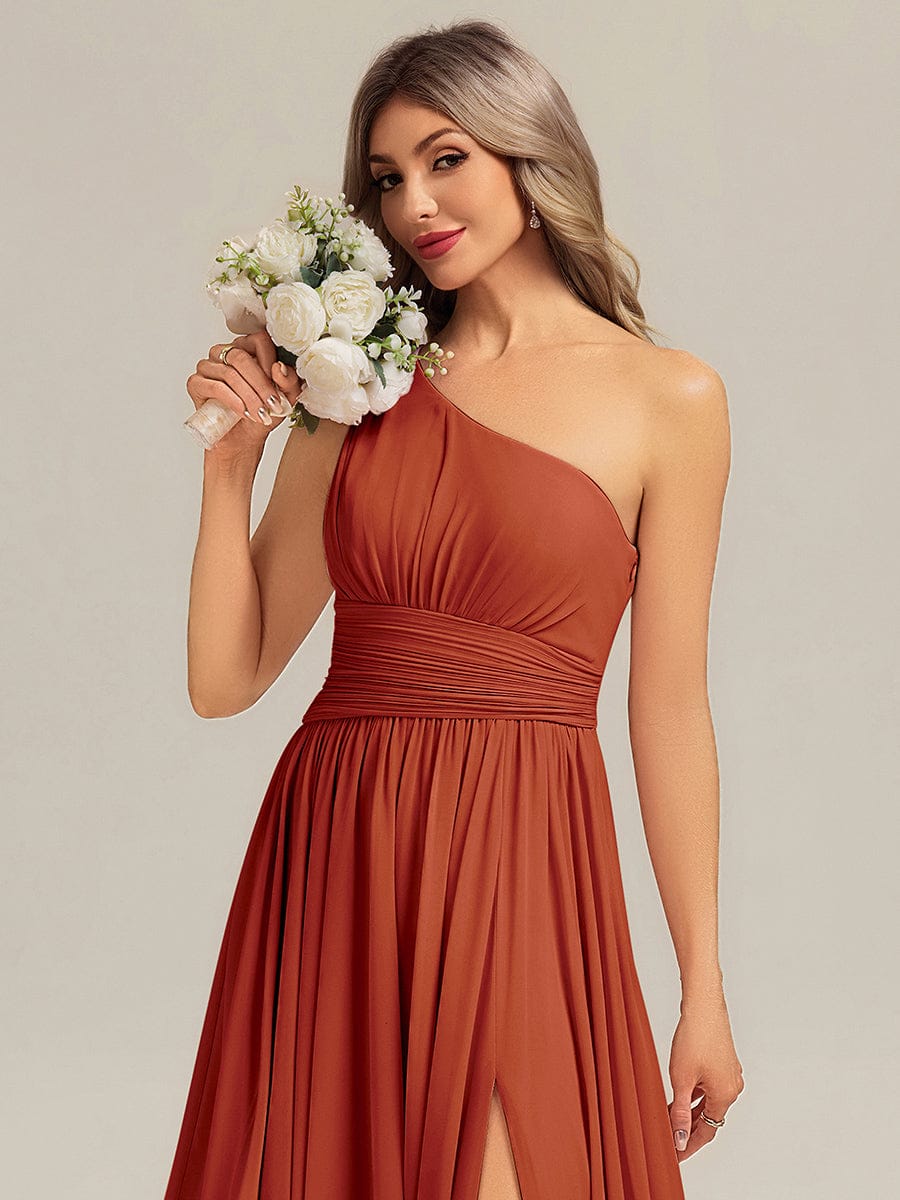 BRIELLE|Thigh-High Slit Chiffon Sleeveless Bridesmaid Dress