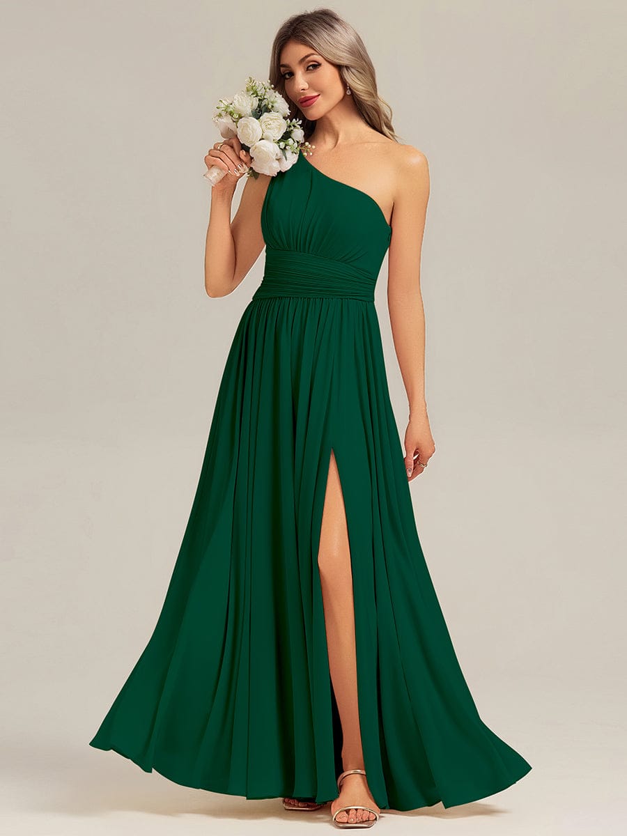 BRIELLE|Thigh-High Slit Chiffon Sleeveless Bridesmaid Dress