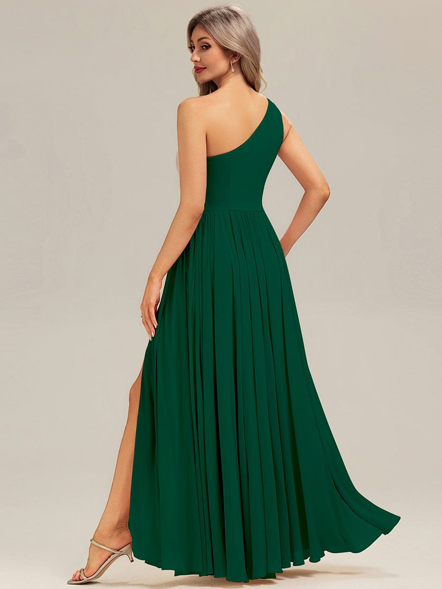 BRIELLE|Thigh-High Slit Chiffon Sleeveless Bridesmaid Dress