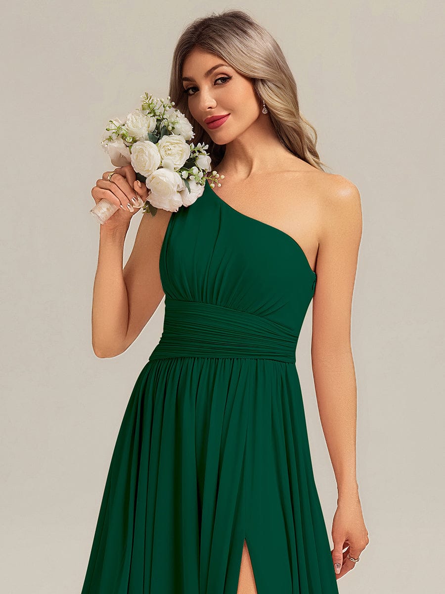 BRIELLE|Thigh-High Slit Chiffon Sleeveless Bridesmaid Dress