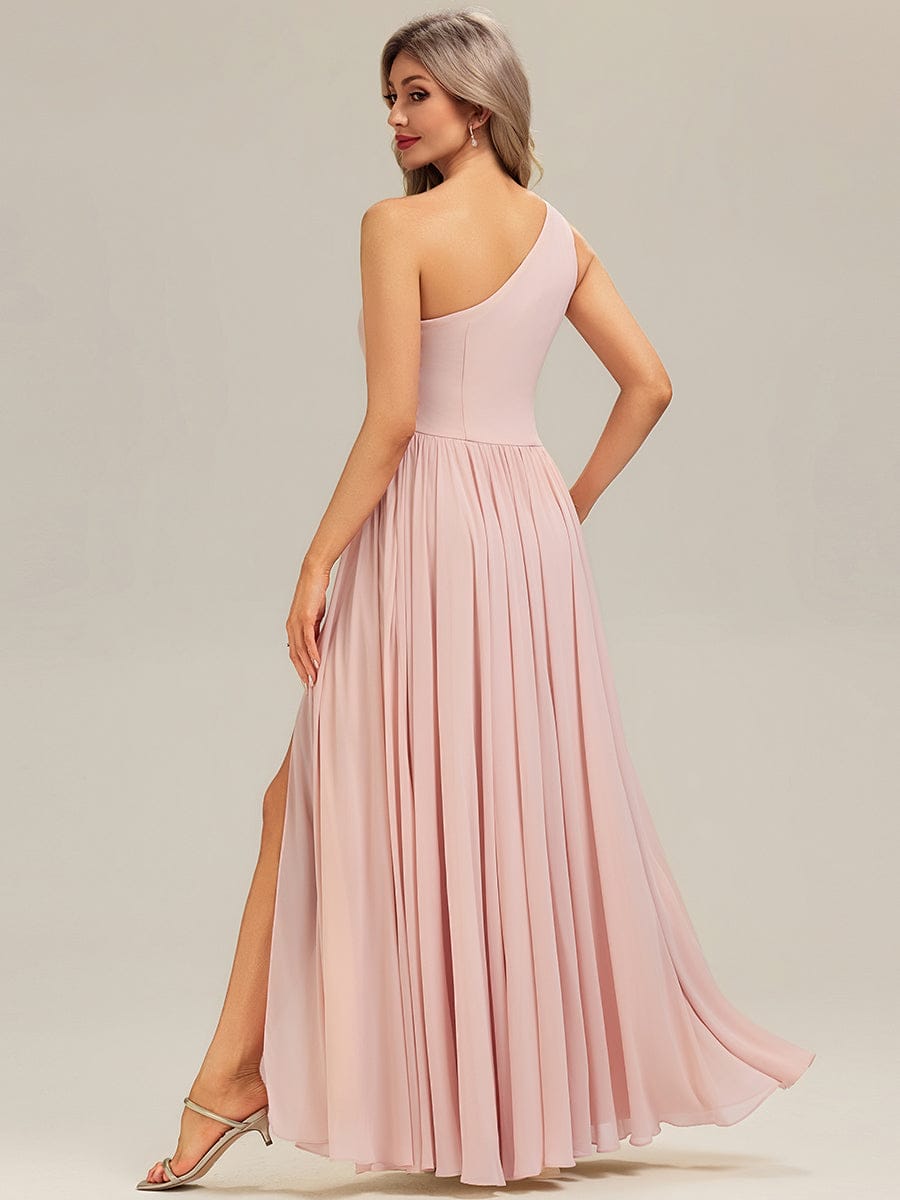 BRIELLE|Thigh-High Slit Chiffon Sleeveless Bridesmaid Dress