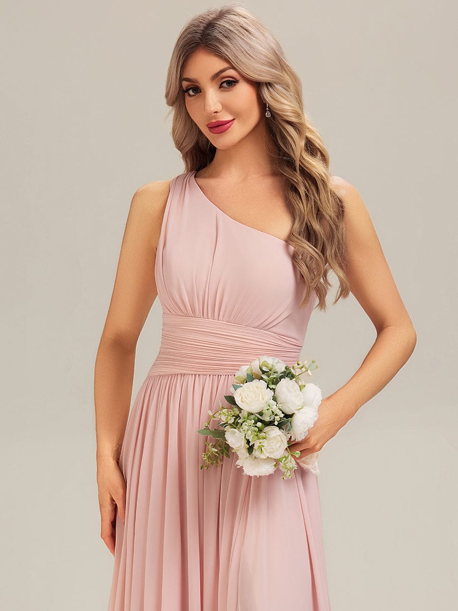 BRIELLE|Thigh-High Slit Chiffon Sleeveless Bridesmaid Dress