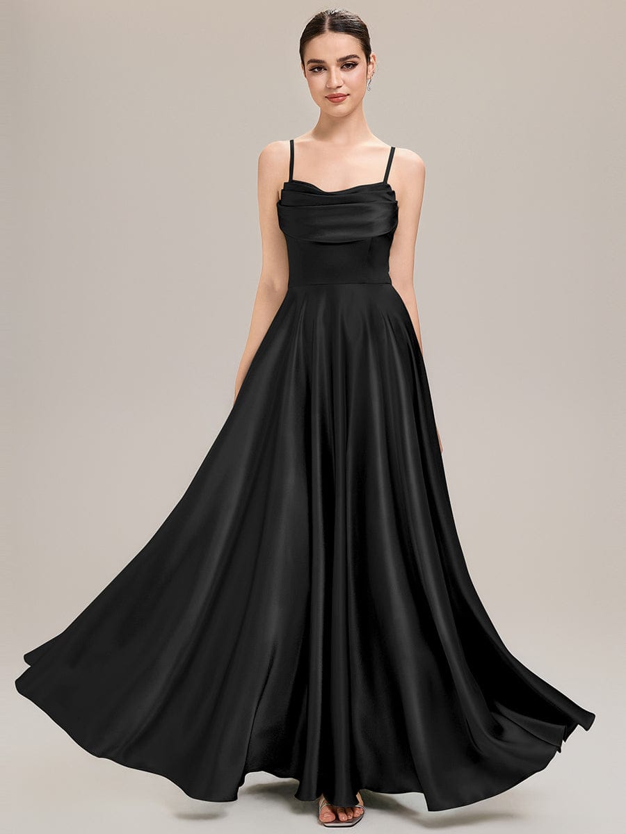 ALESSA|Elegant Satin Cowl Neck A-Line Bridesmaid Dress