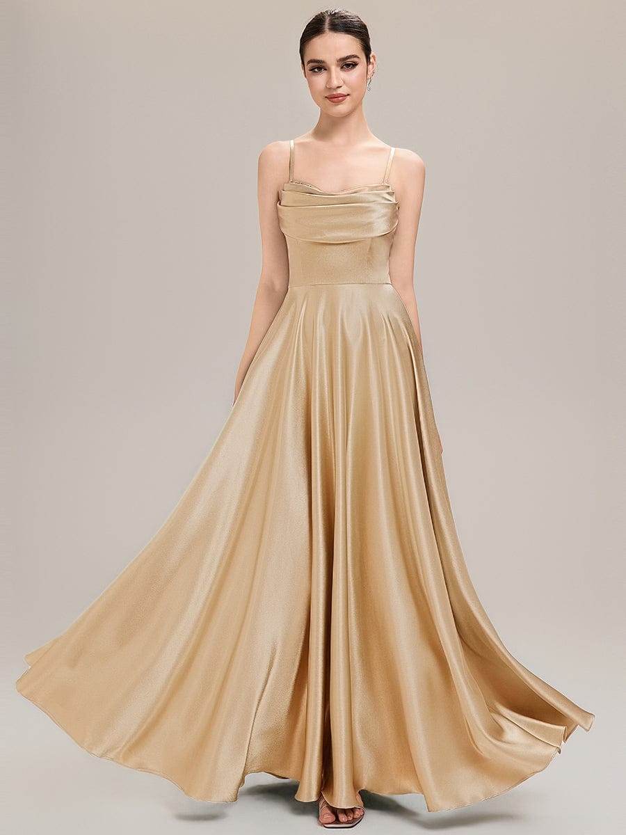 ALESSA|Elegant Satin Cowl Neck A-Line Bridesmaid Dress