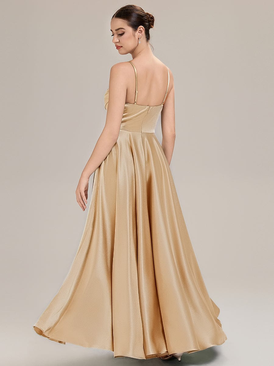 ALESSA|Elegant Satin Cowl Neck A-Line Bridesmaid Dress