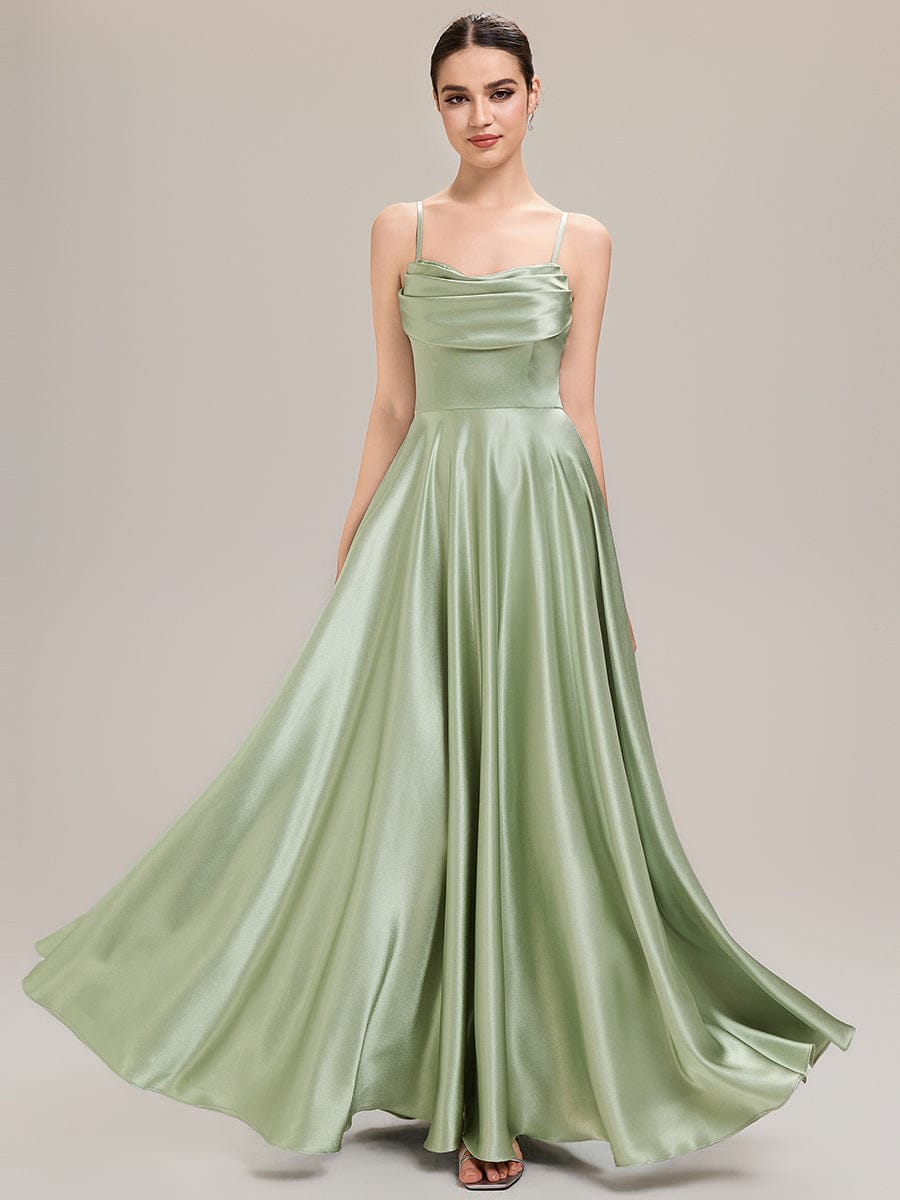 ALESSA|Elegant Satin Cowl Neck A-Line Bridesmaid Dress