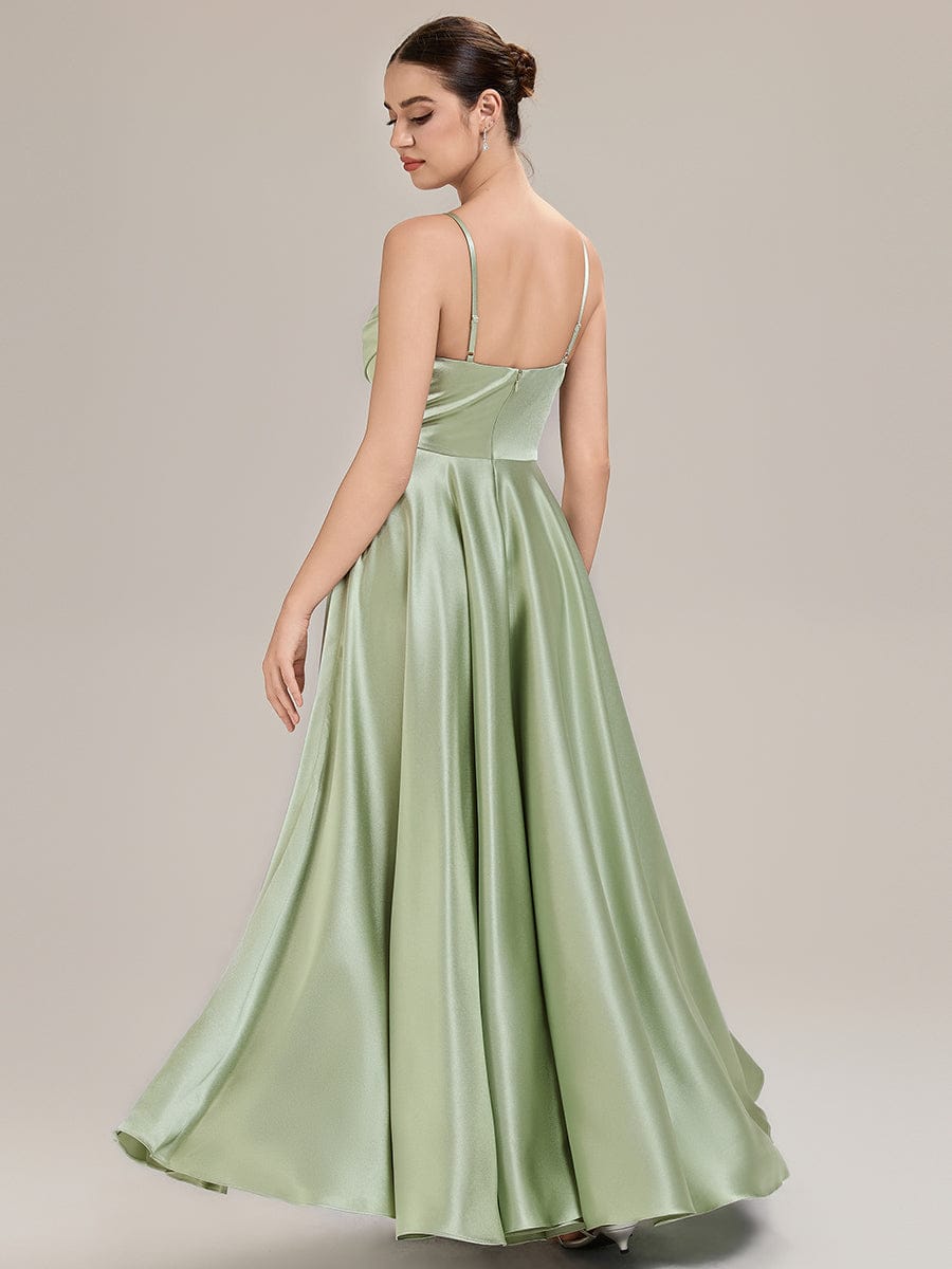 ALESSA|Elegant Satin Cowl Neck A-Line Bridesmaid Dress