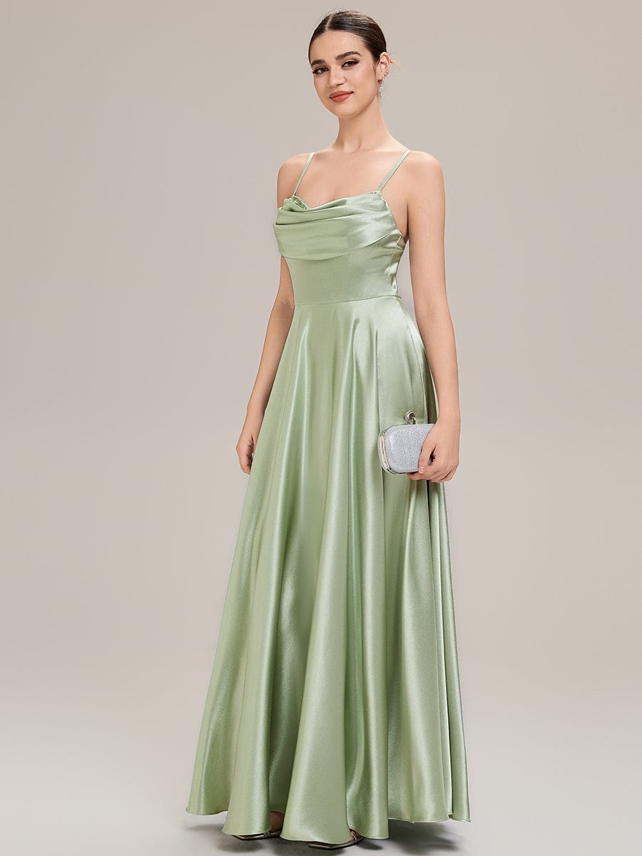 ALESSA|Elegant Satin Cowl Neck A-Line Bridesmaid Dress