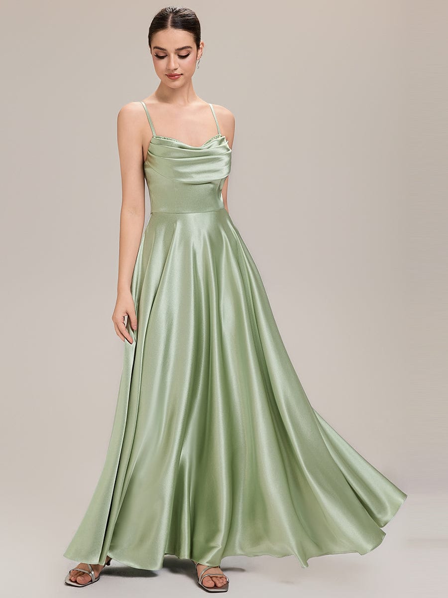 ALESSA|Elegant Satin Cowl Neck A-Line Bridesmaid Dress