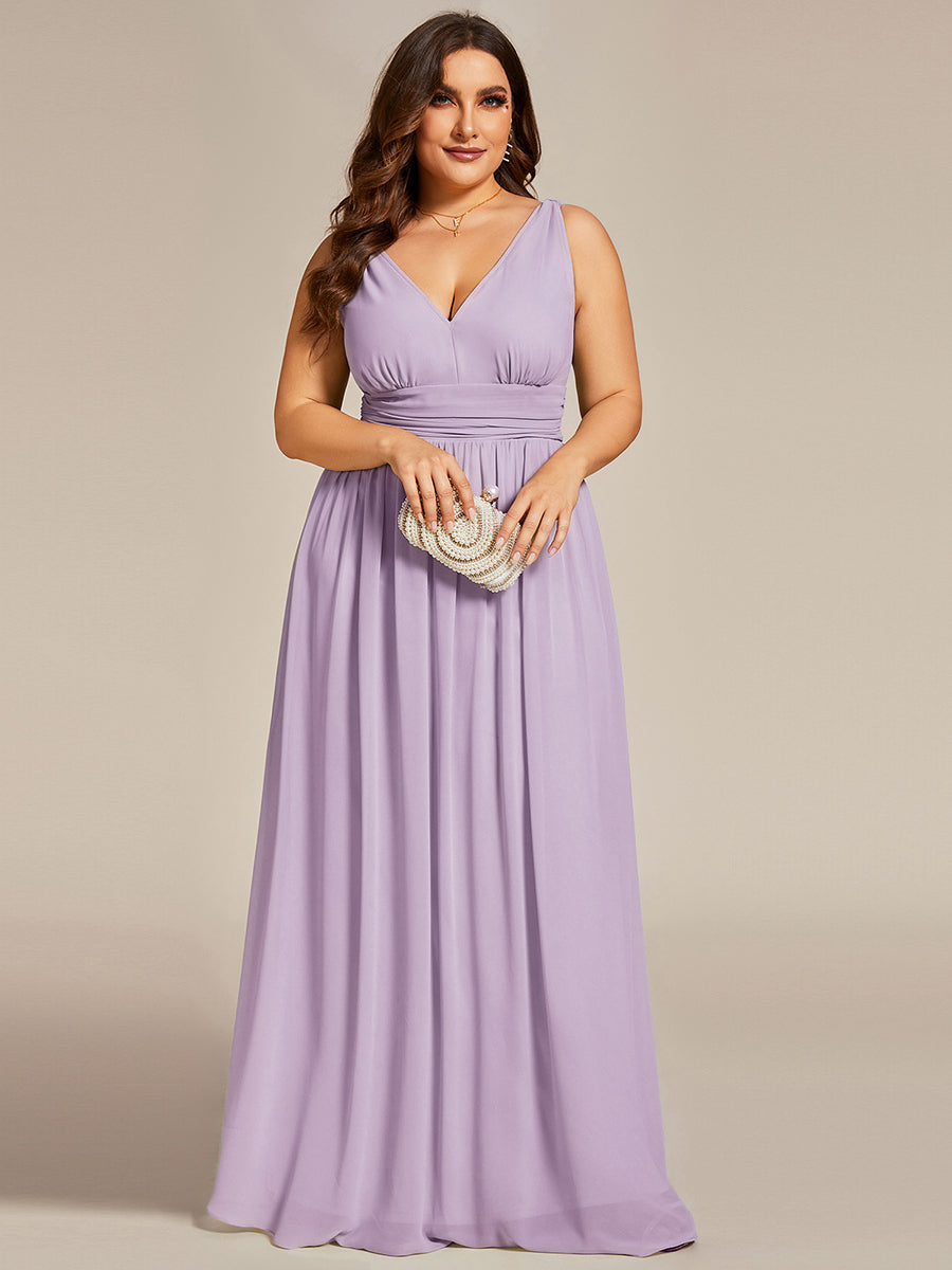 HUSH|Chiffon Empire Waist Sleeveless Pleated V-neck Bridesmaid Dress