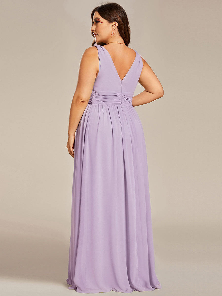 HUSH|Chiffon Empire Waist Sleeveless Pleated V-neck Bridesmaid Dress