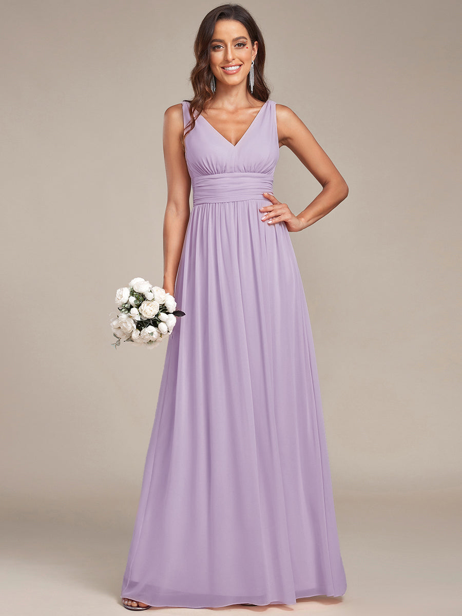 HUSH|Chiffon Empire Waist Sleeveless Pleated Bridesmaid Dress