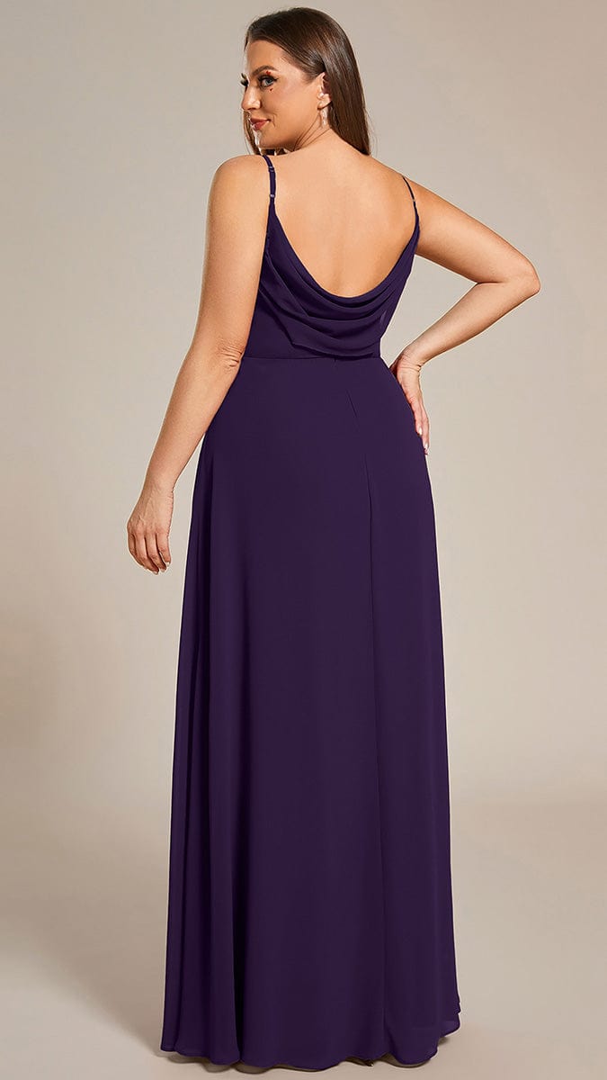 pretty NOVA|Plus Size Draped Back Criss-Cross Chiffon A-Line Bridesmaid Dress