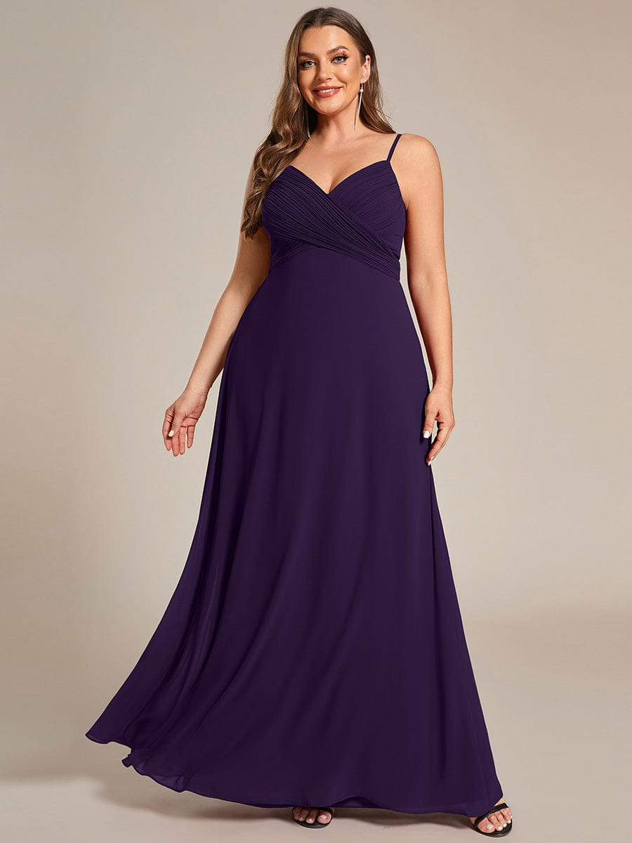 pretty NOVA|Plus Size Draped Back Criss-Cross Chiffon A-Line Bridesmaid Dress