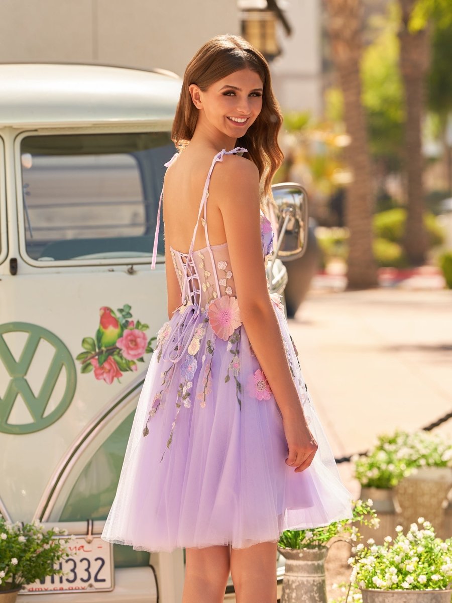 Janeka | A-Line Lavender Bloom Mini Homecoming Dress