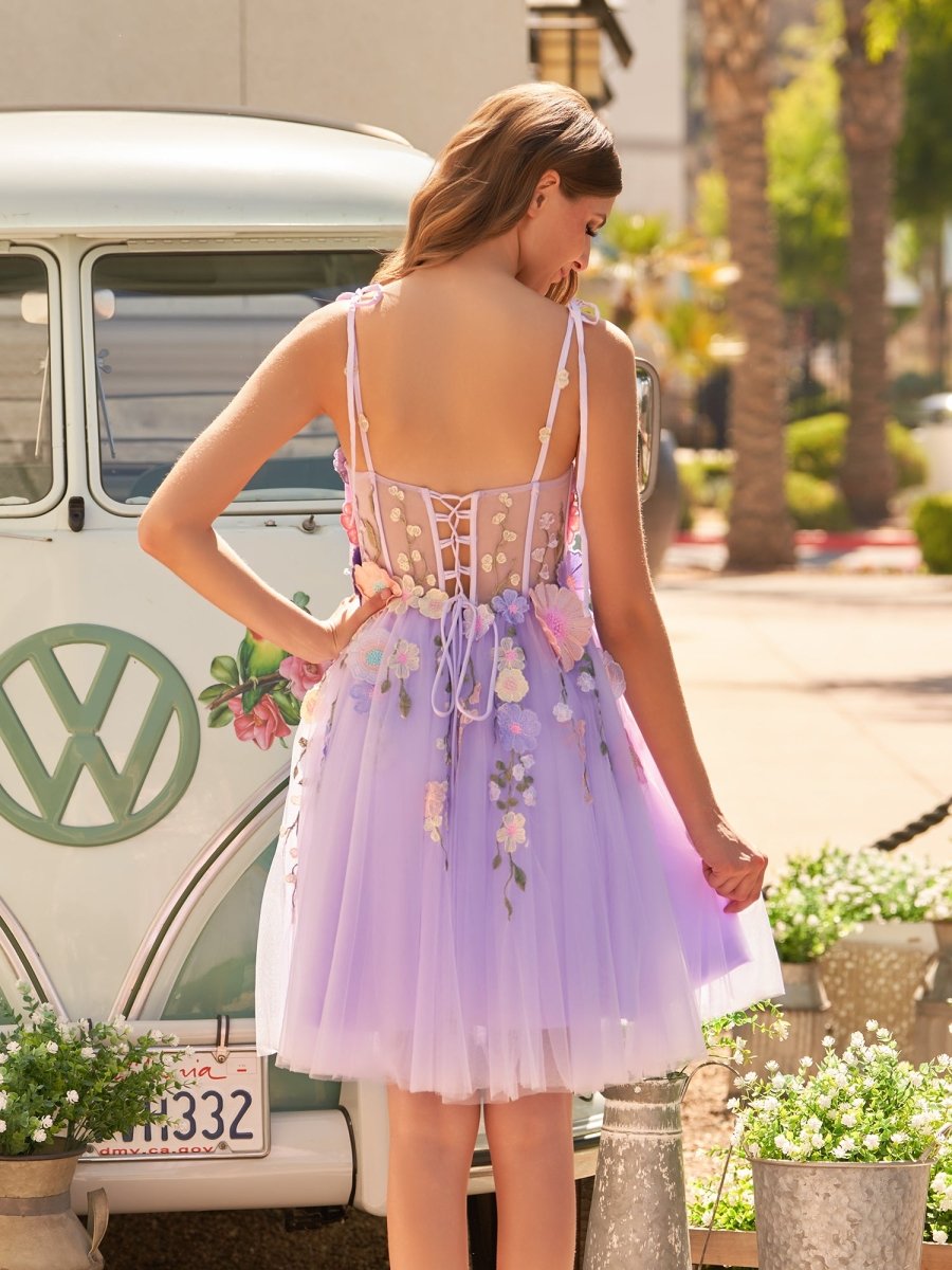 Janeka | A-Line Lavender Bloom Mini Homecoming Dress