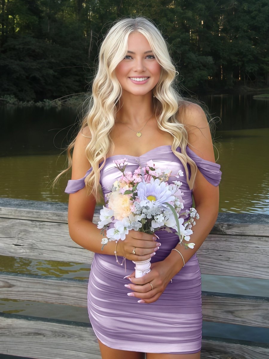 Anette | Lilac - Off The Shoulder Tulle Short Homecoming & Cocktail Dresses