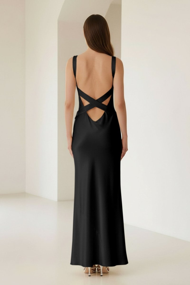 Bliss | Yellow Mermaid Satin V Neck Long Party Dress