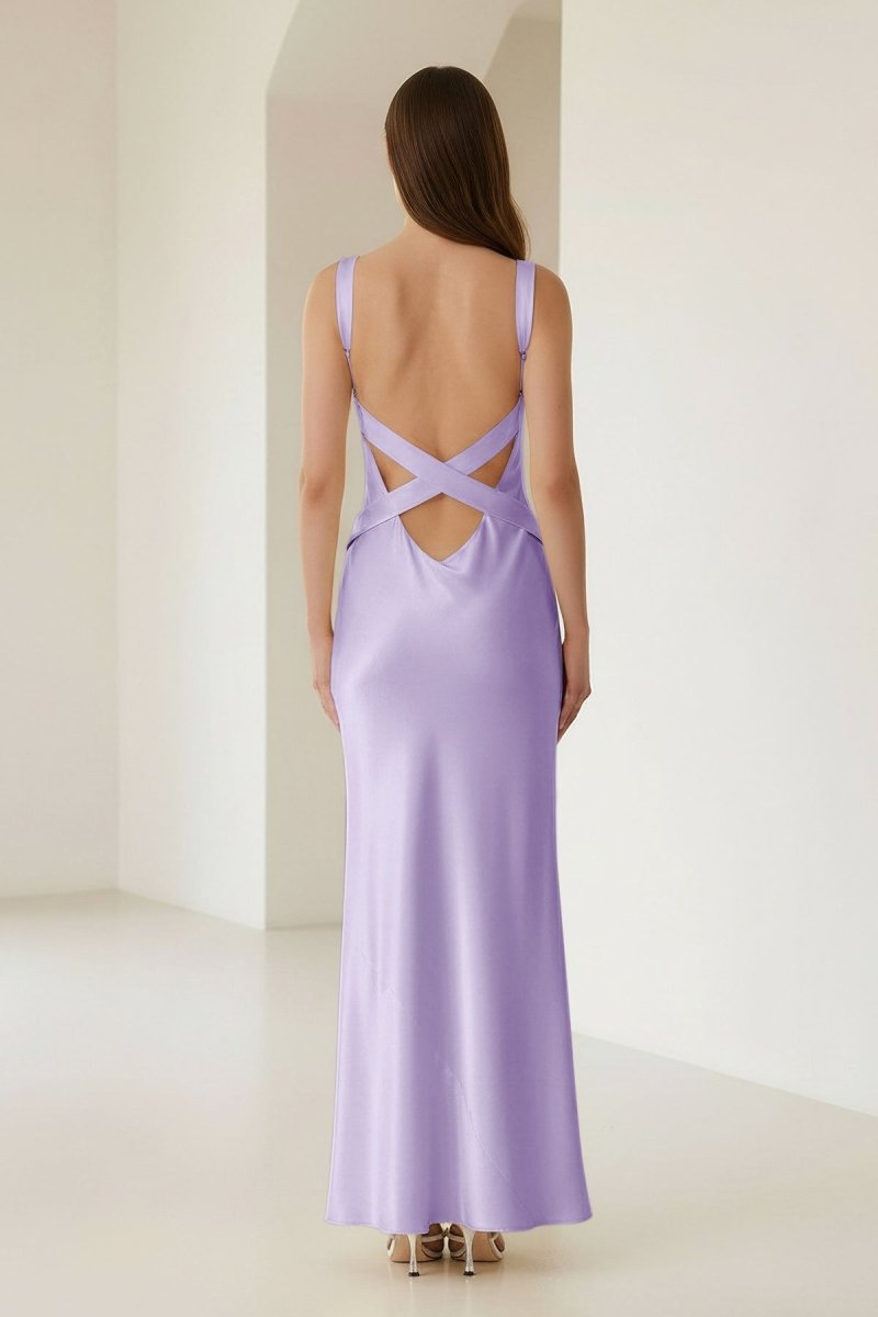 Bliss | Yellow Mermaid Satin V Neck Long Party Dress