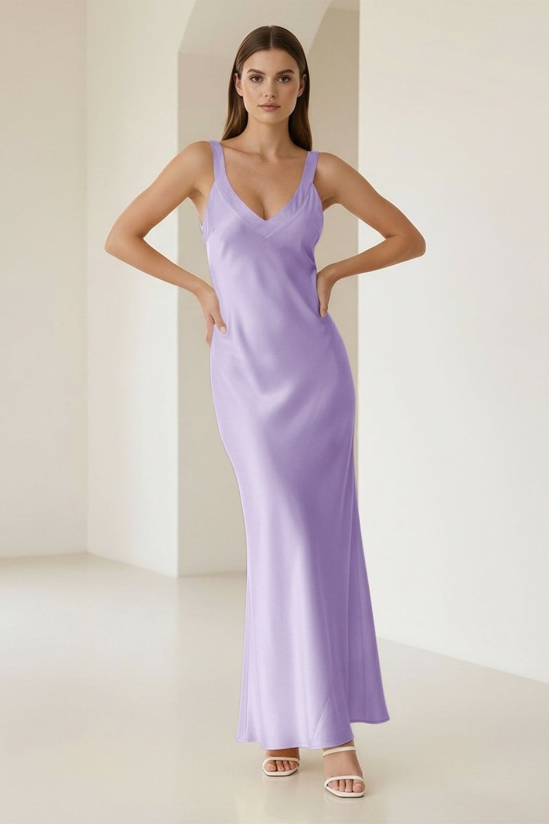 Bliss | Yellow Mermaid Satin V Neck Long Party Dress