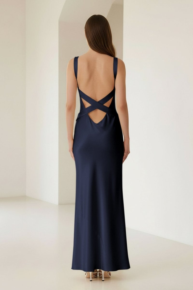 Bliss | Yellow Mermaid Satin V Neck Long Party Dress