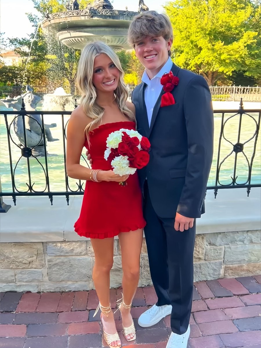 Edna | Red - A-Line Strapless Ruffles Mini Party Dresses