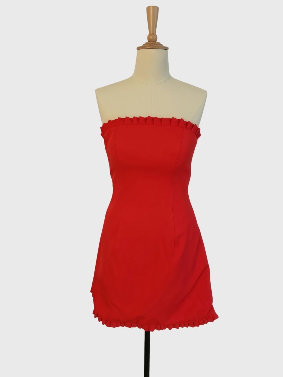Edna | Red - A-Line Strapless Ruffles Mini Party Dresses