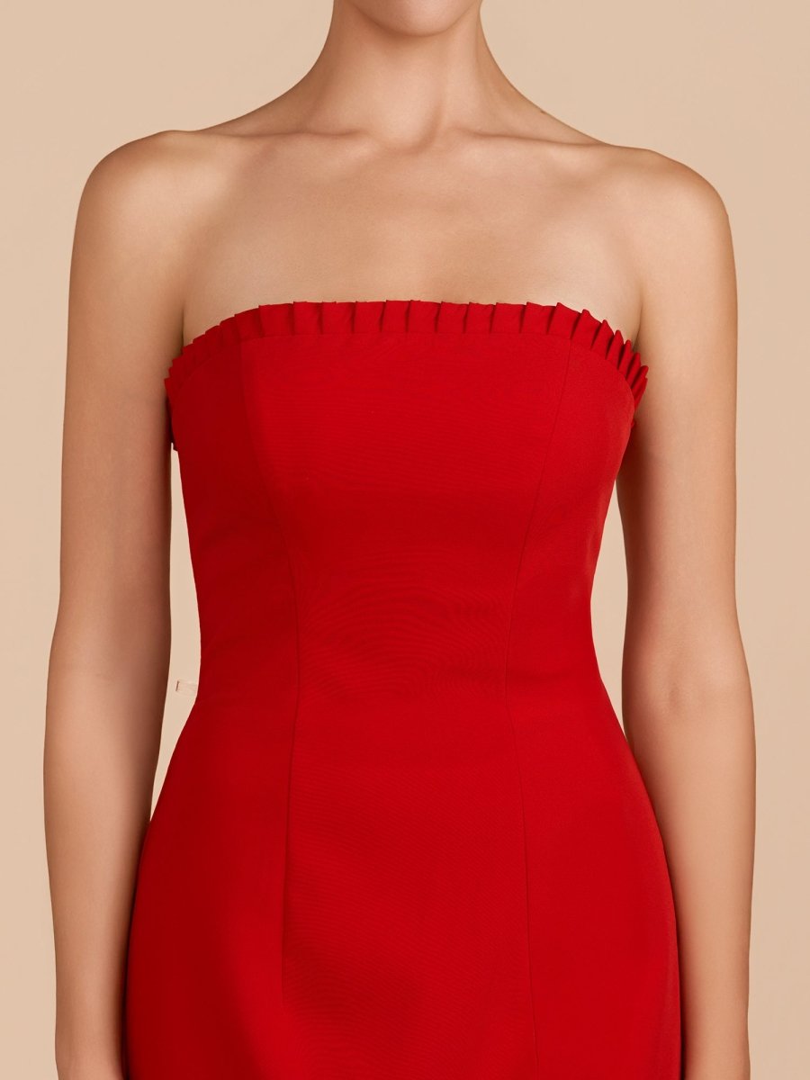 Edna | Red - A-Line Strapless Ruffles Mini Party Dresses