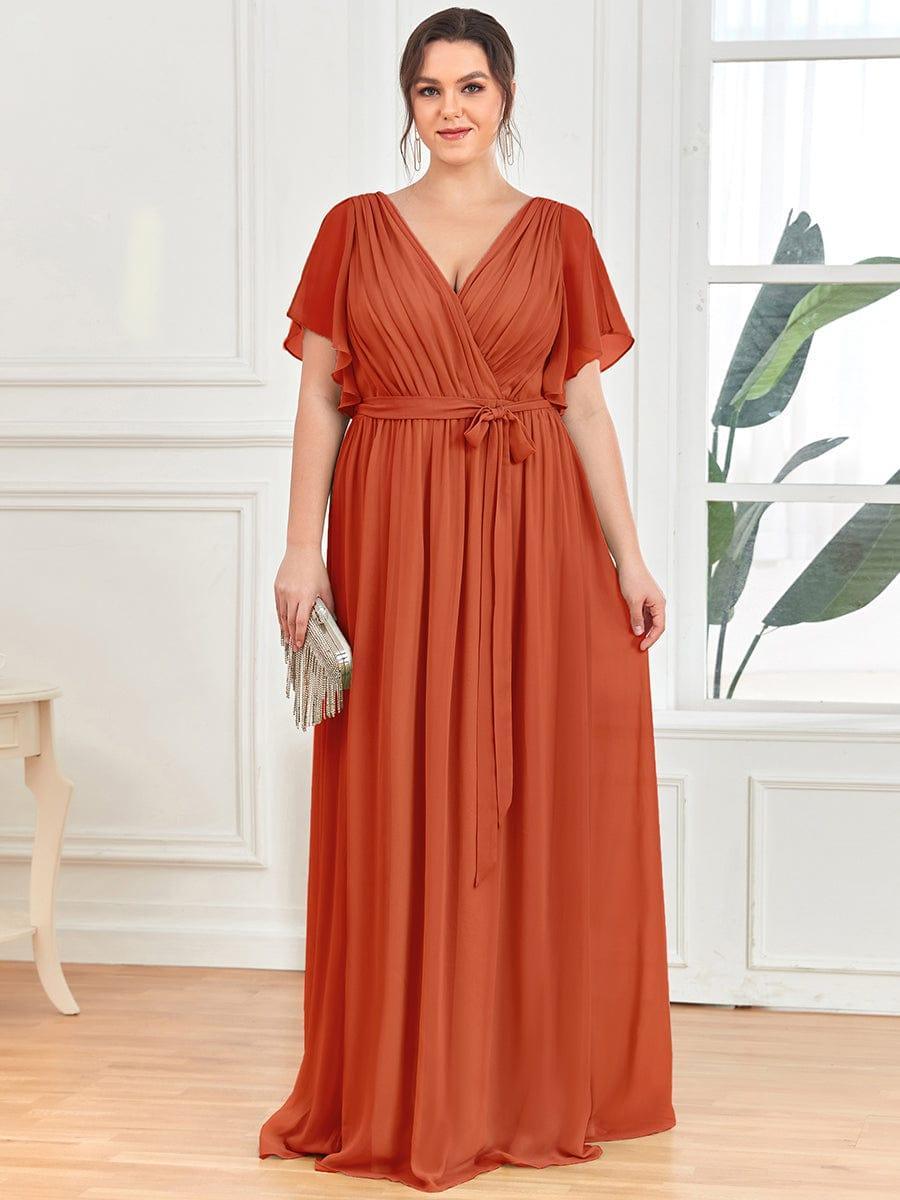 LEORA|Flowy Pleated A-Line Chiffon Tie-Waist Bridesmaid Dress
