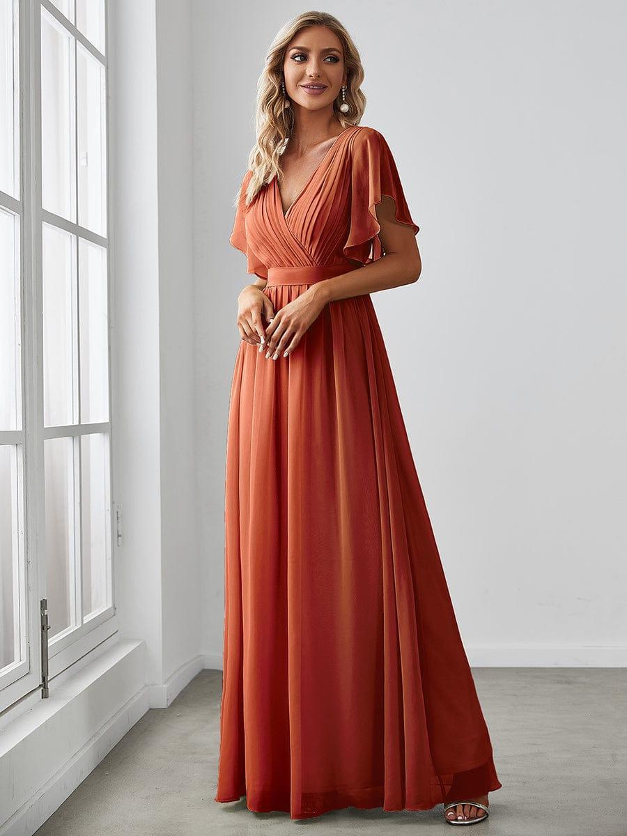LEORA|Flowy Pleated A-Line Chiffon Tie-Waist Bridesmaid Dress
