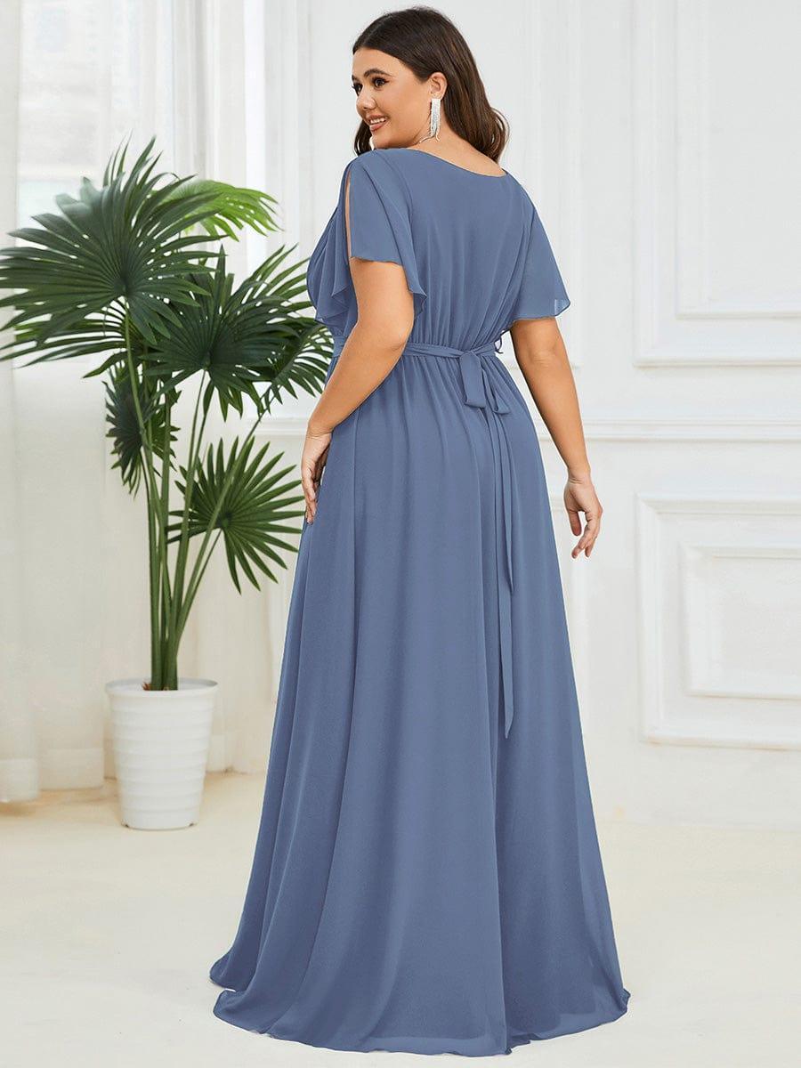 LEORA|Flowy Pleated A-Line Chiffon Tie-Waist Bridesmaid Dress