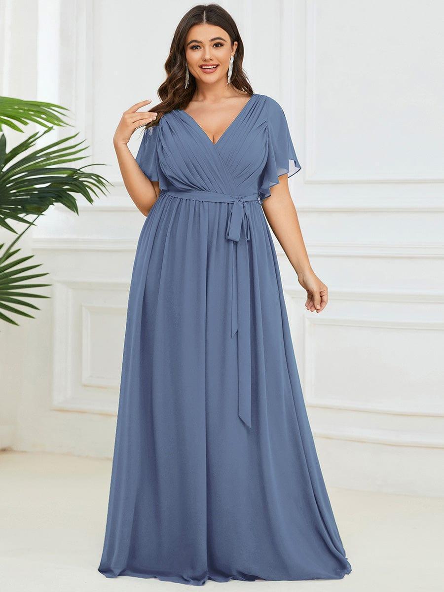 LEORA|Flowy Pleated A-Line Chiffon Tie-Waist Bridesmaid Dress