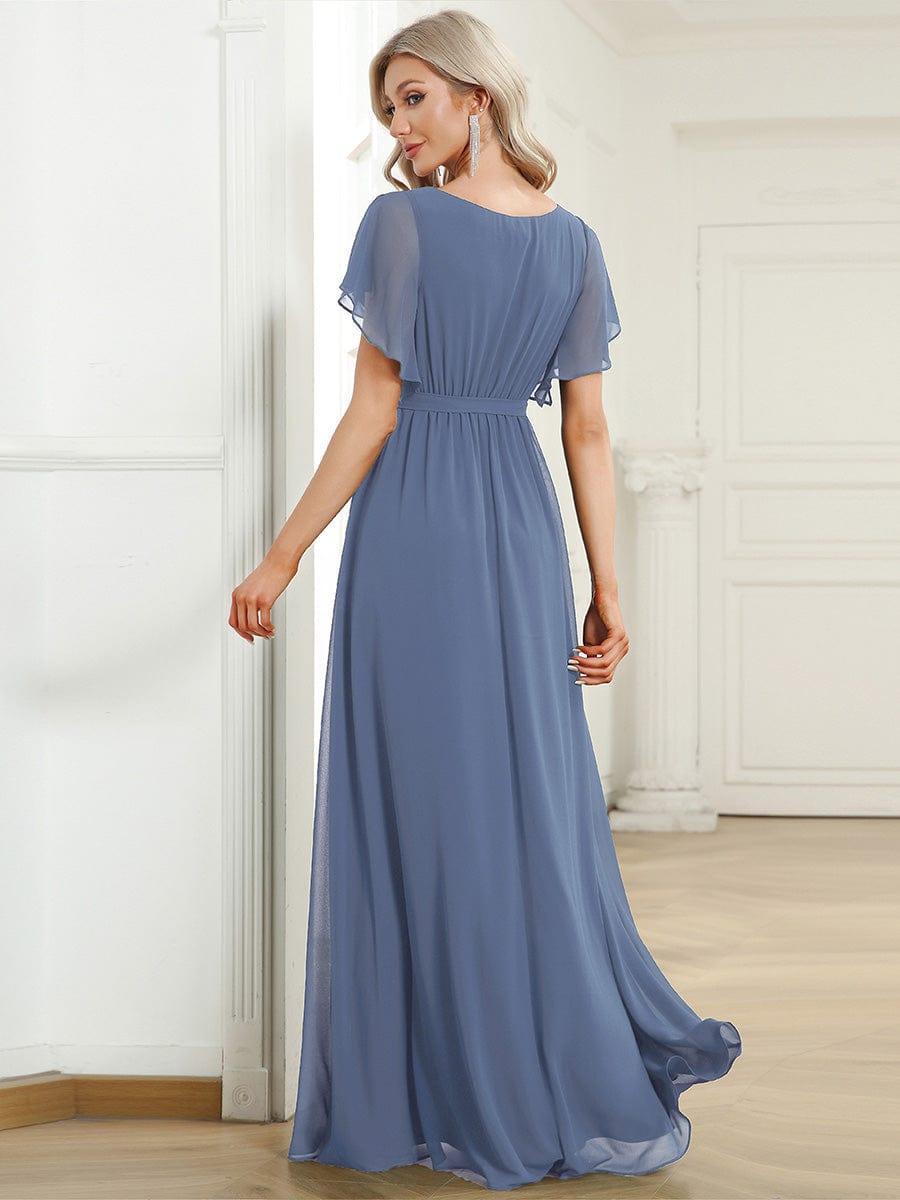 LEORA|Flowy Pleated A-Line Chiffon Tie-Waist Bridesmaid Dress