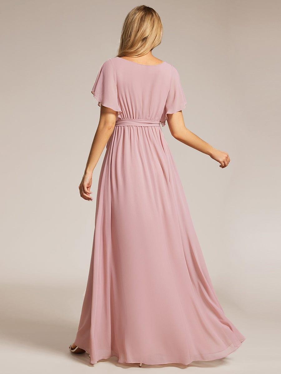 LEORA|Flowy Pleated A-Line Chiffon Tie-Waist Bridesmaid Dress