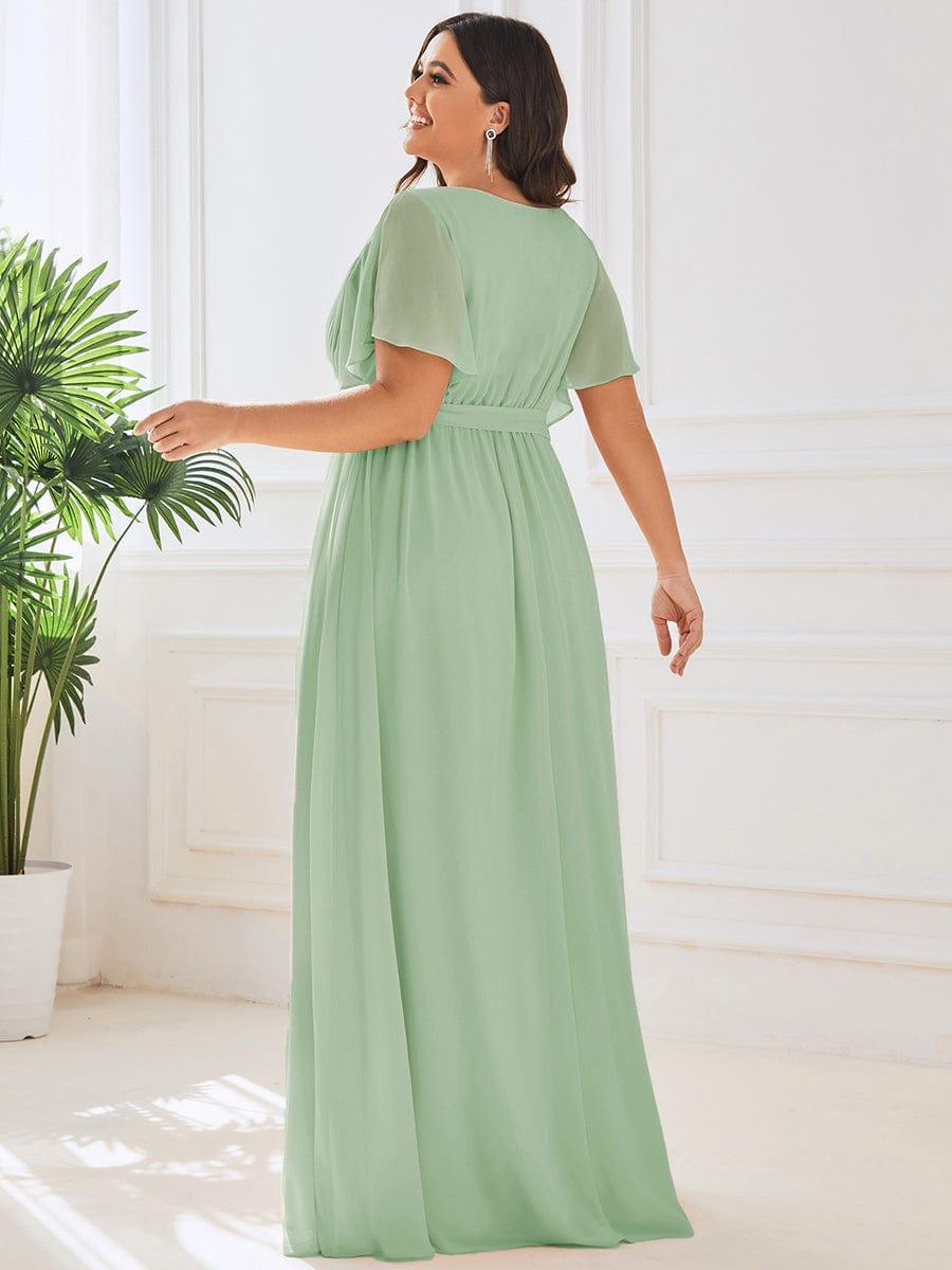 LEORA|Flowy Pleated A-Line Chiffon Tie-Waist Bridesmaid Dress