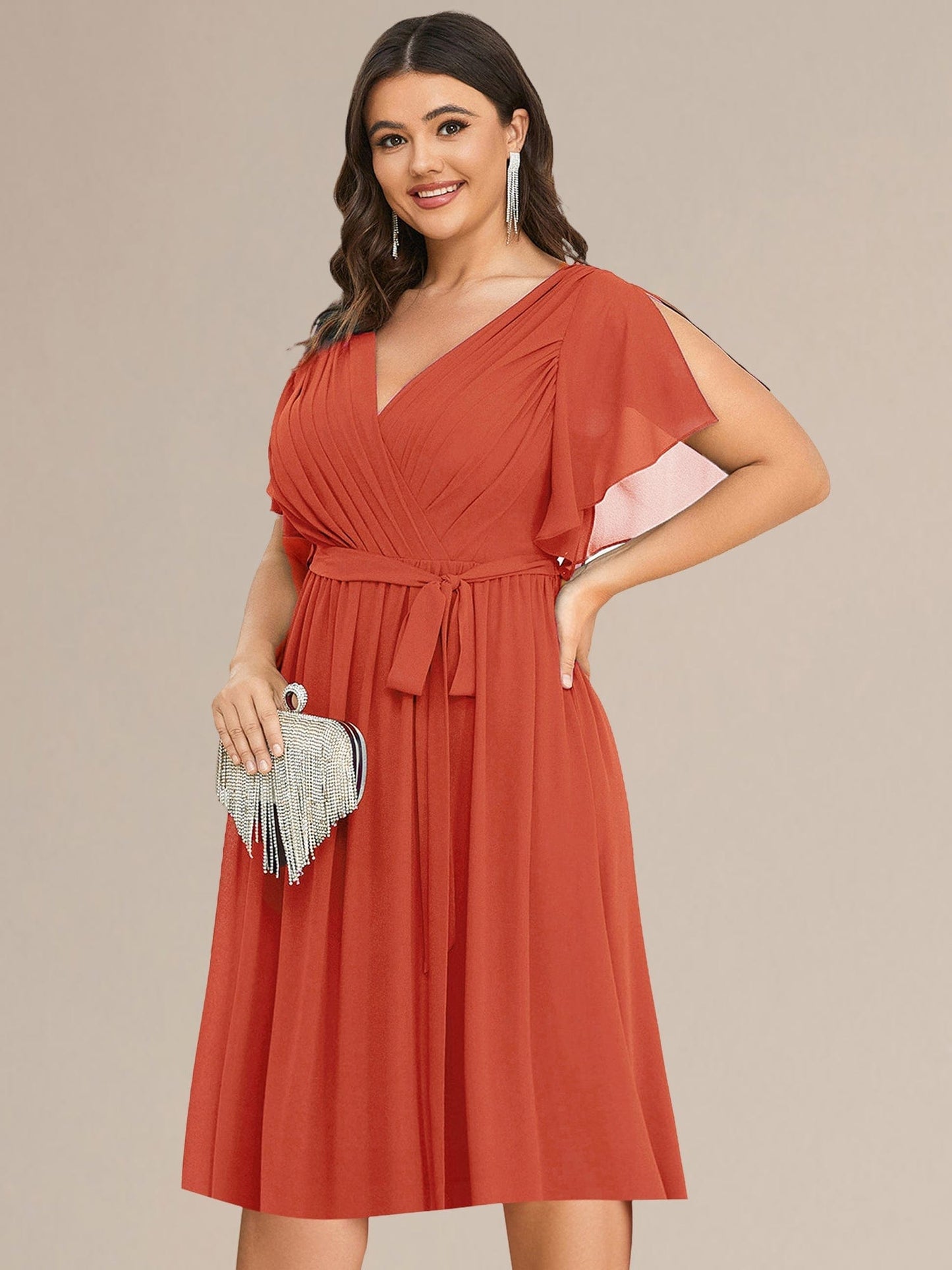 pretty HARLOW|Plus Size Tie-Waist Bridesmaid Dress