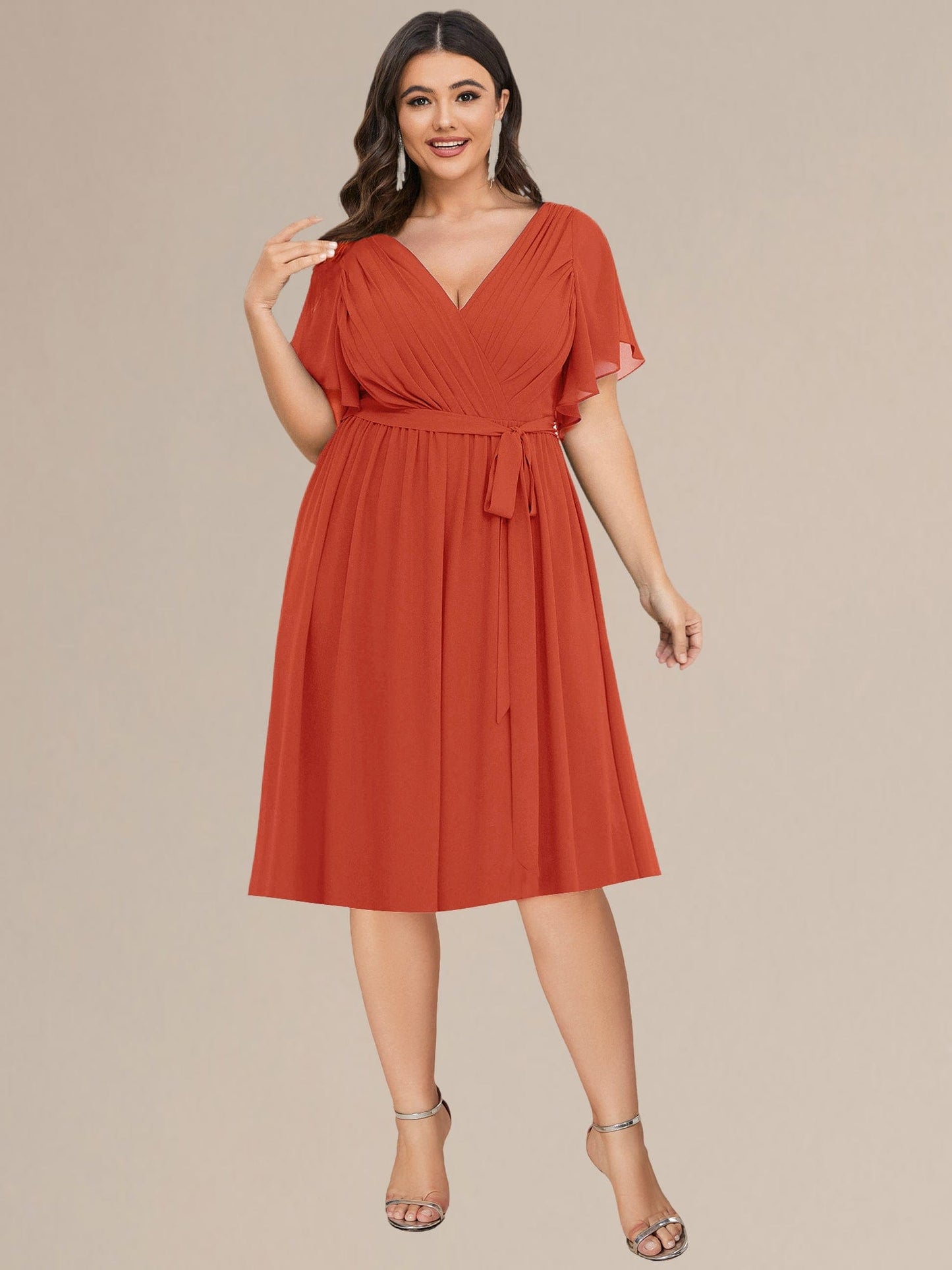 pretty HARLOW|Plus Size Tie-Waist Bridesmaid Dress