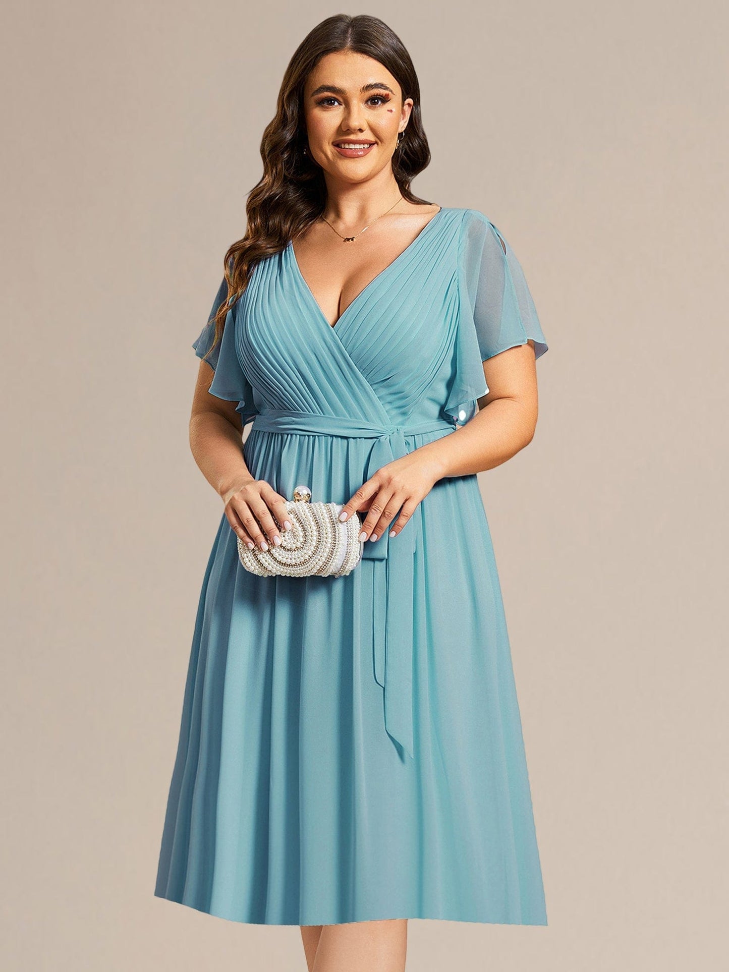 pretty HARLOW|Plus Size Tie-Waist Bridesmaid Dress
