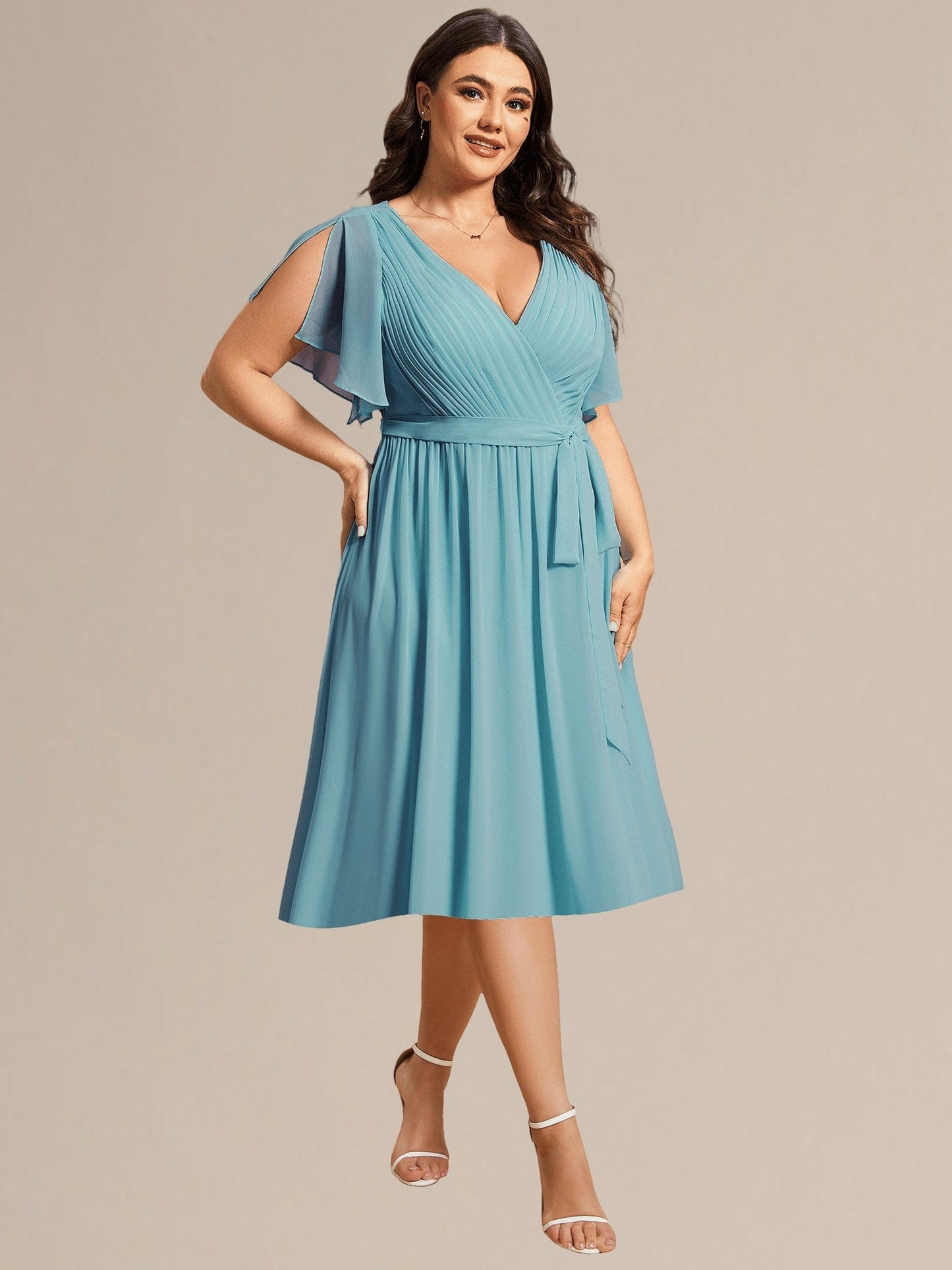 pretty HARLOW|Plus Size Tie-Waist Bridesmaid Dress
