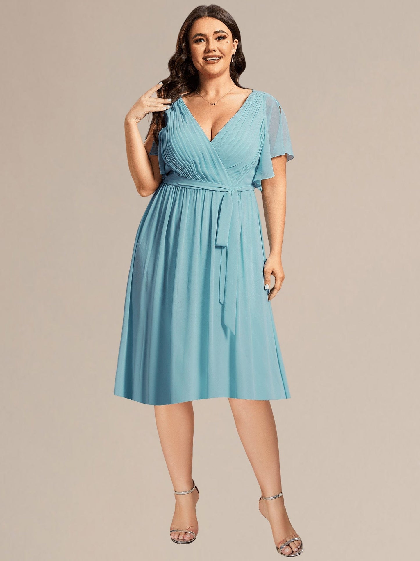 pretty HARLOW|Plus Size Tie-Waist Bridesmaid Dress