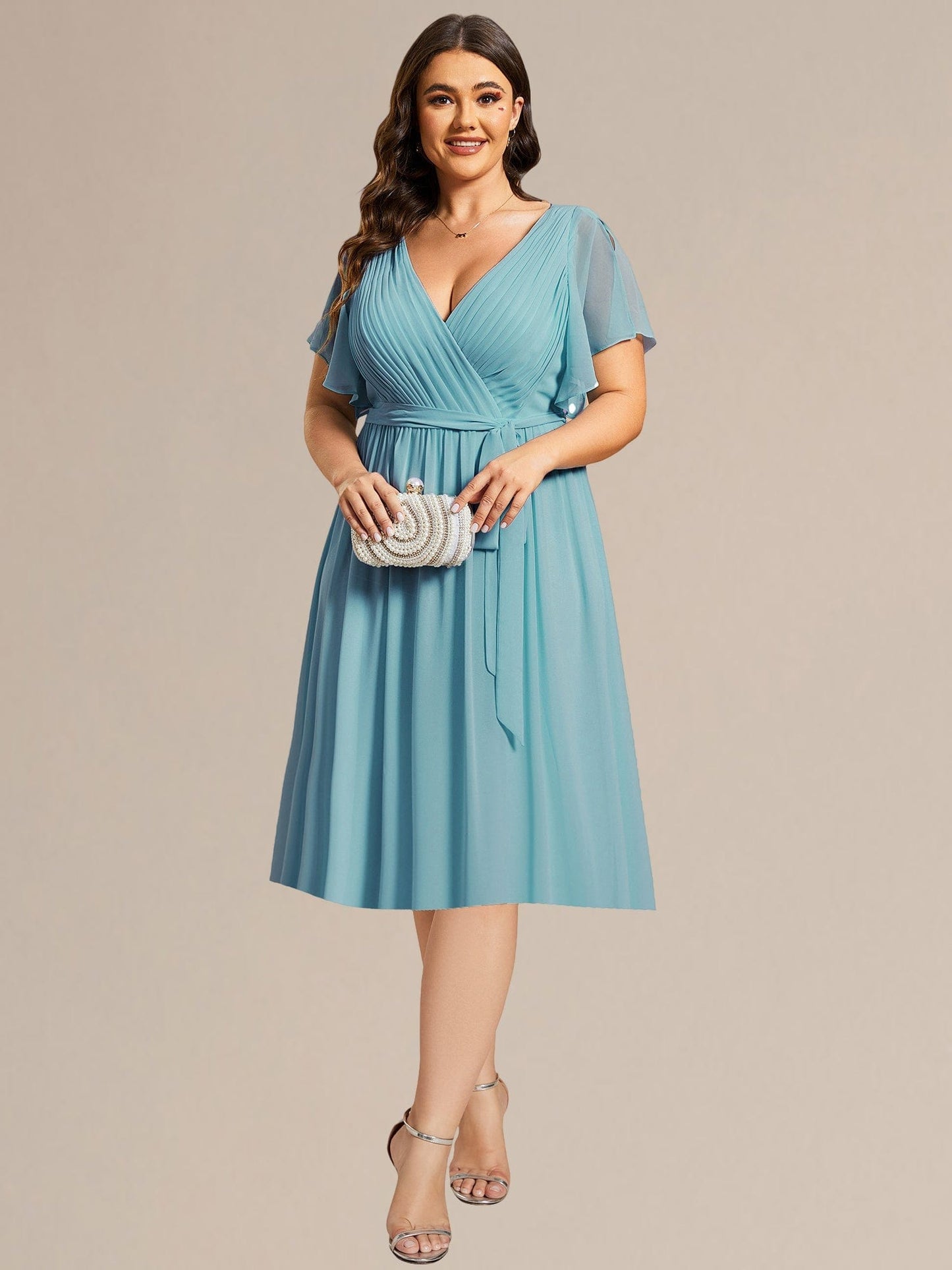 pretty HARLOW|Plus Size Tie-Waist Bridesmaid Dress