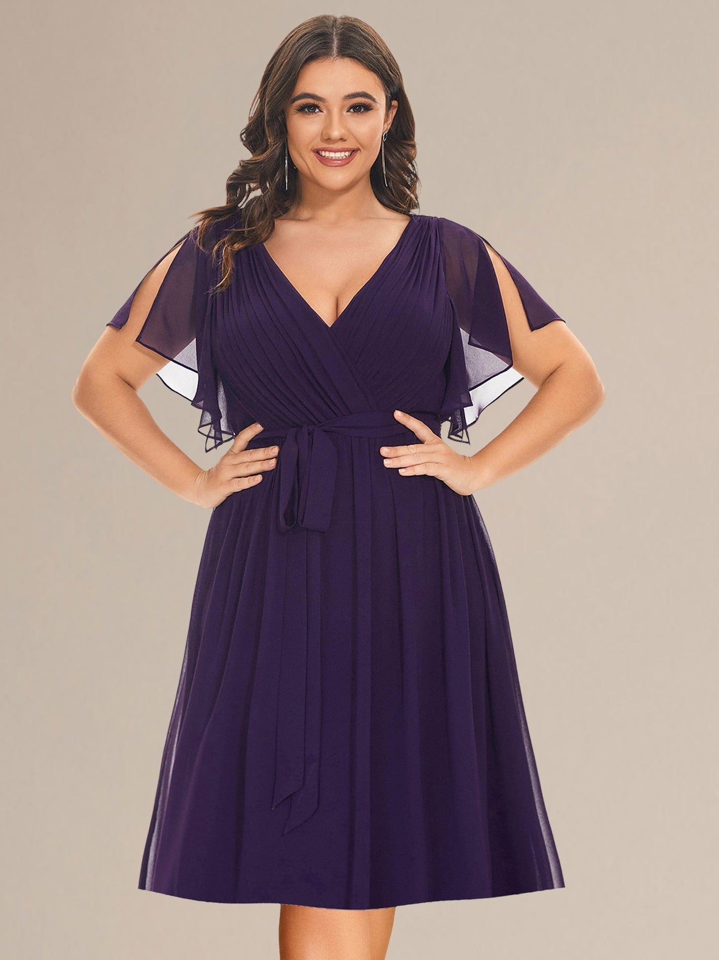 pretty HARLOW|Plus Size Tie-Waist Bridesmaid Dress