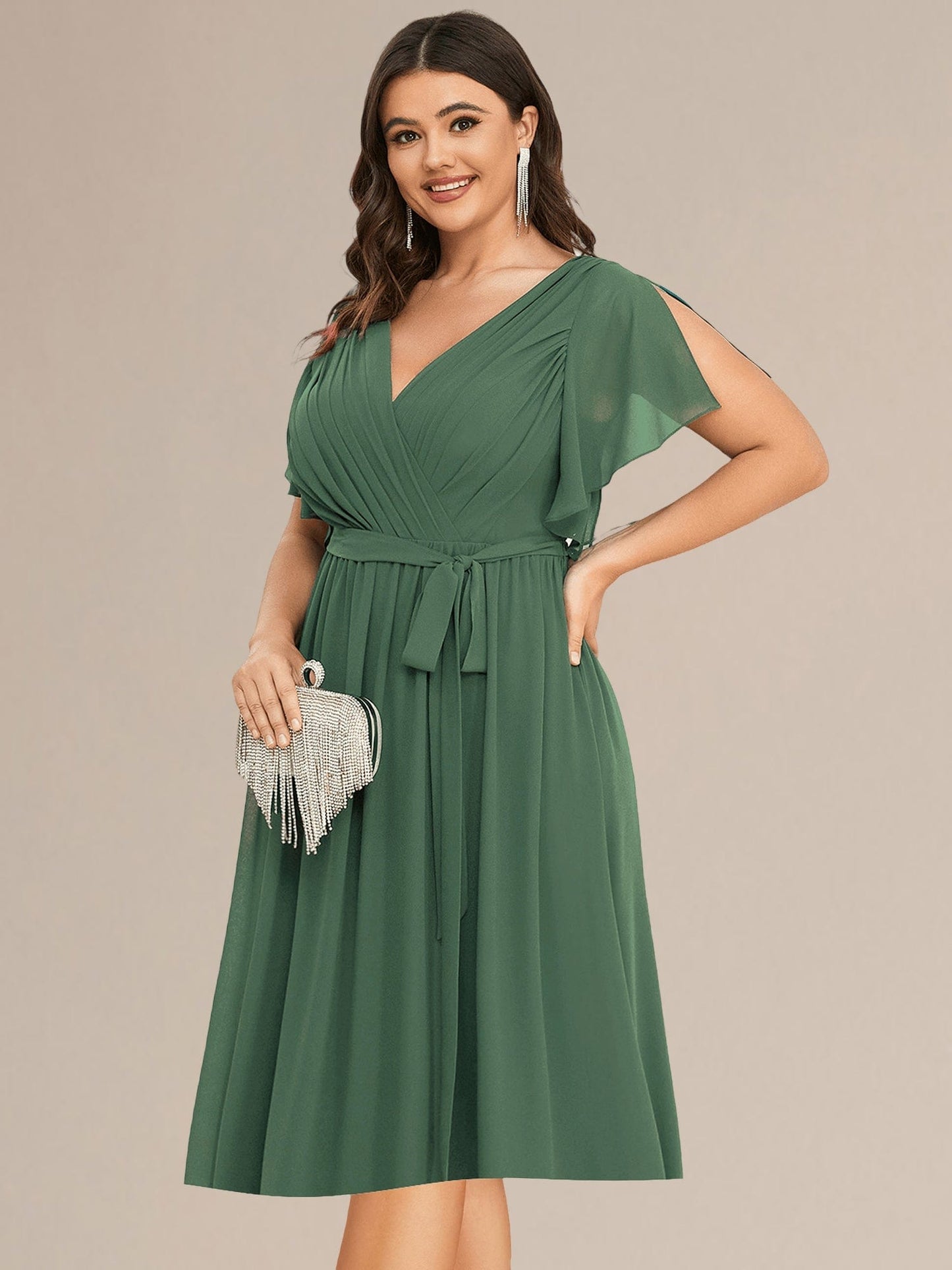 pretty HARLOW|Plus Size Tie-Waist Bridesmaid Dress