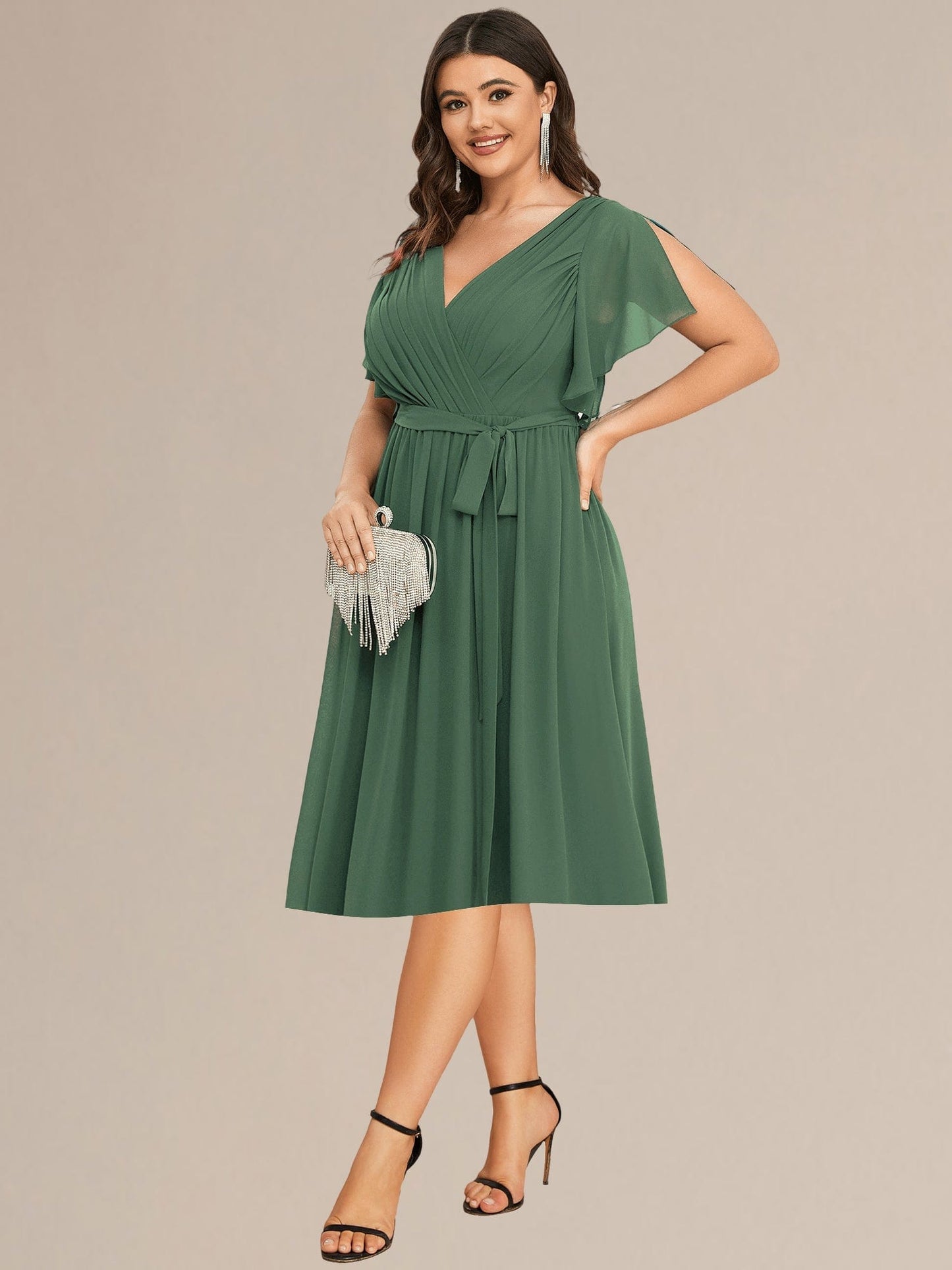 pretty HARLOW|Plus Size Tie-Waist Bridesmaid Dress