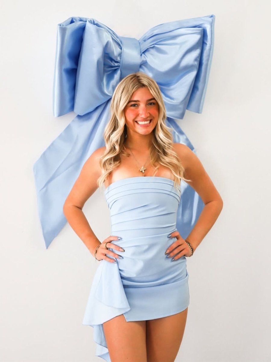 Eldona | Sky Blue - Strapless Spandex Bodycon Homecoming & Cocktail Dress With Slit