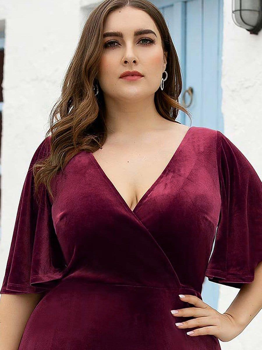 Velvet Double V Neck Maxi Bridesmaid Dress