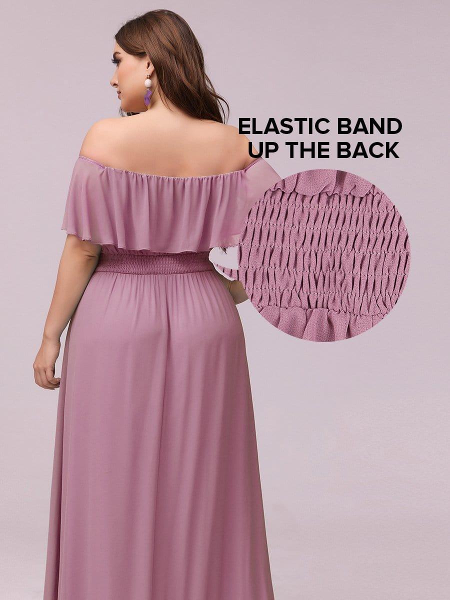 ÉMILE|Off the Shoulder Ruffle Bodice Long Flowy Chiffon Bridesmaid Dress