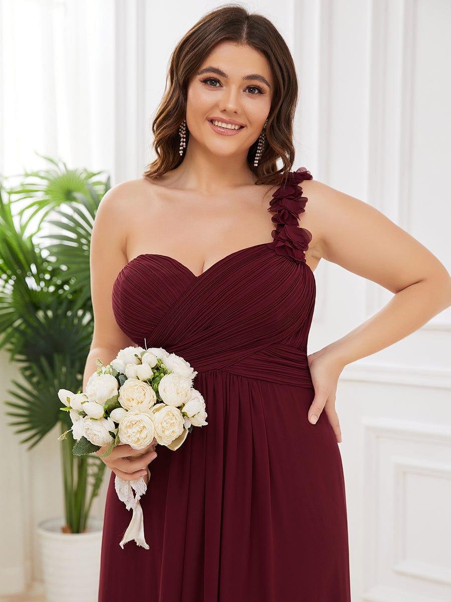 JAYLEEN|Sweet Pleated Bodice One Shoulder Chiffon Bridesmaid Dress